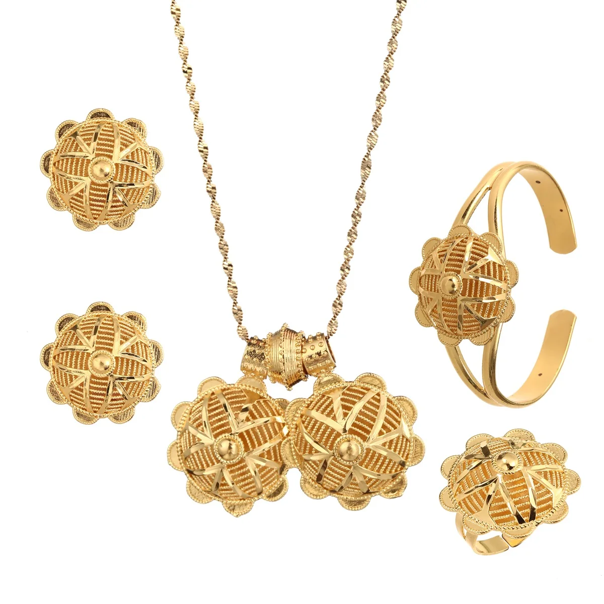 Индийские эфиопские Ювелирные наборы для женщин золотые ювелирные изделия Дубай