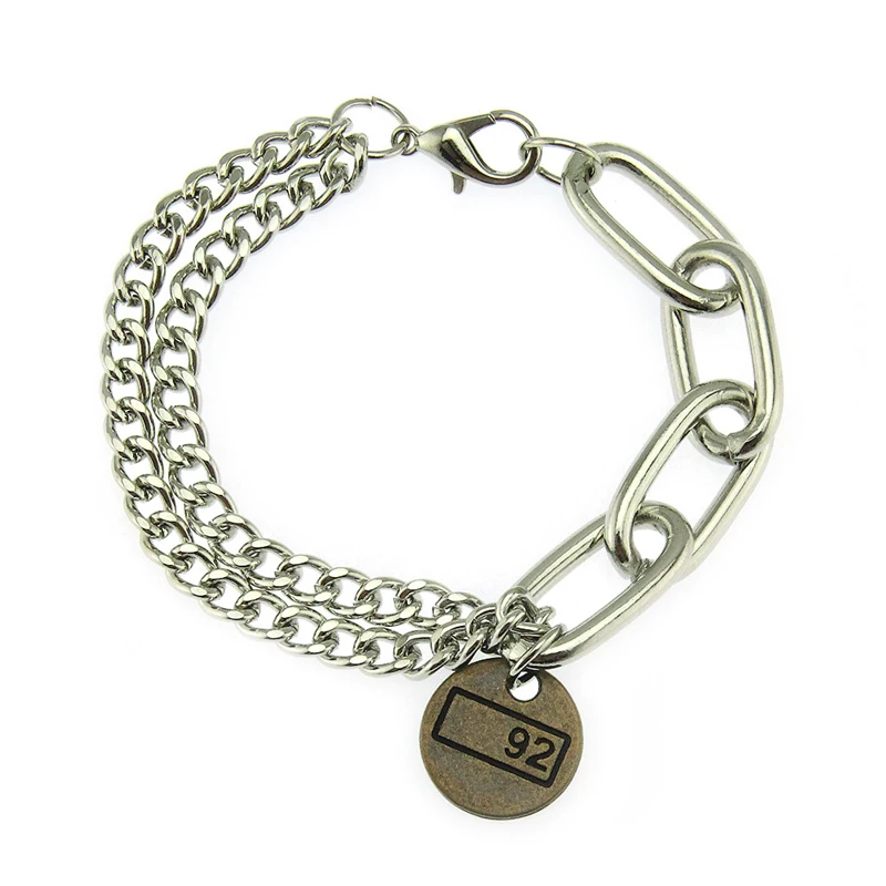 

European and American simple fashion personality glossy Cuban small circle tag bracelet trend men and women bracelet