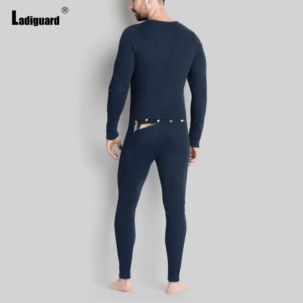 

Solid Fashion Onesie Bodysuits Sexy Men clothing 2021 Single-breasted Top and Skinny Pants Long Sleeve Casual Autumn Mens Set