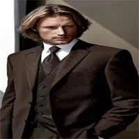 new high quality customized mens suit notch lapel groom wedding tuxedo with two buckles and 3 piecesjacket pants vest tie