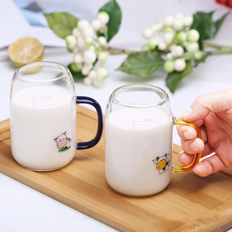 

Milk student cartoon glass cup home coffee thickened daily breakfast cup