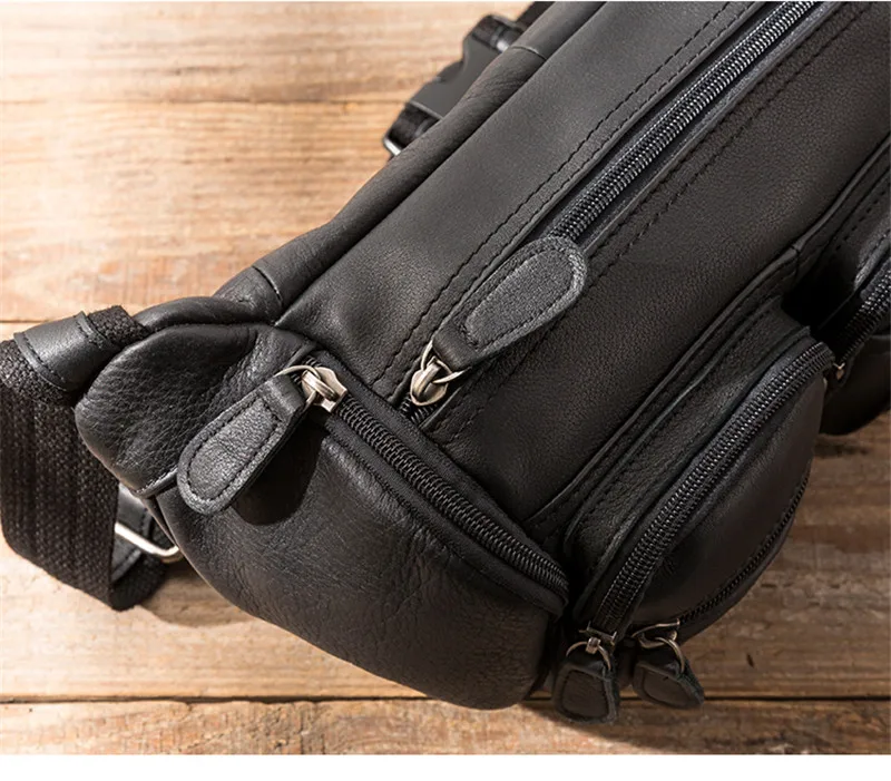 Simple casual desig first layer cowhide men black messenger bag daily outdoor light hot selling natural real leather chest bag