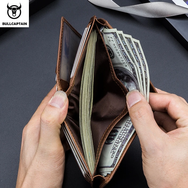 BULLCAPTAIN мужской кошелек из воловьей кожи корейский короткий вертикальный