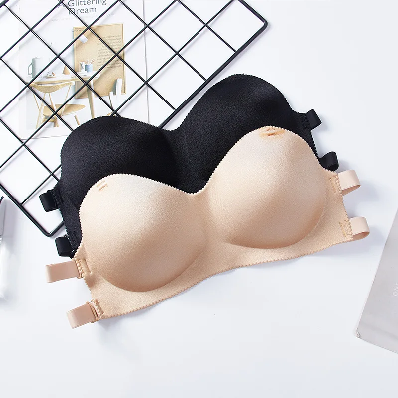 

Красивые Бюстгальтеры без бретелек для женщин, собранное нижнее белье, сексуальный укороченный топ без косточек, женский бюстгальтер пуш-а...