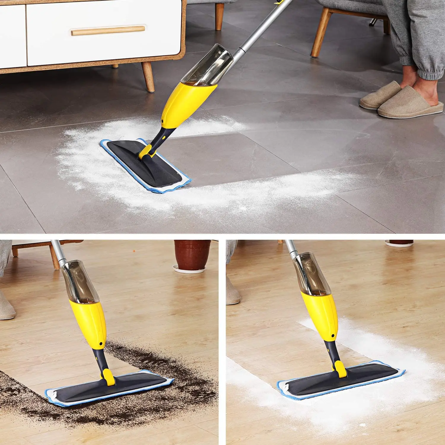 Швабра с распылителем Cleanhome из микрофибры 2 моющимися вкладышами для деревянной