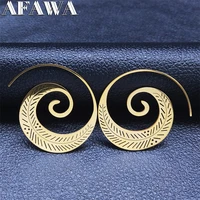 2022 bohemia stainless steel india leaves hoop earrings for women gold color earrings jewery pendientes dorados e9346s01