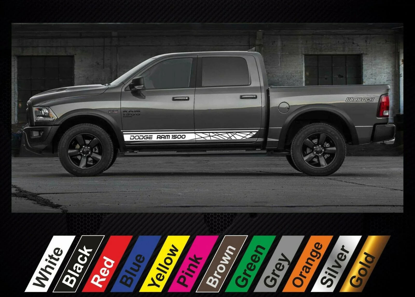 

For x2 stickers Dodge RAM 1500 graphics side stripe decal sticker #15