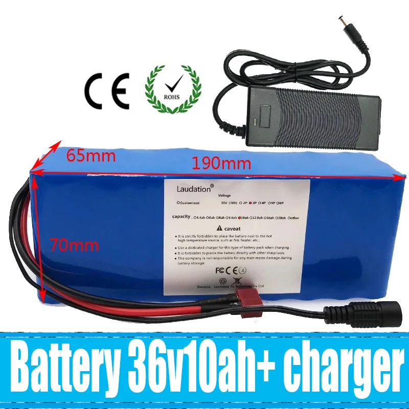 

500W- Lithium-Ion Battery , with BMS , 36V , 10Ah , 10 S 3 P , for Motorcycles, Cars , Electric Scooters, Free with Charger