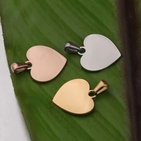mirror polish stainless steel peach heart charms for diy necklace bracelet making metal heart connector charms wholesale 20pcs