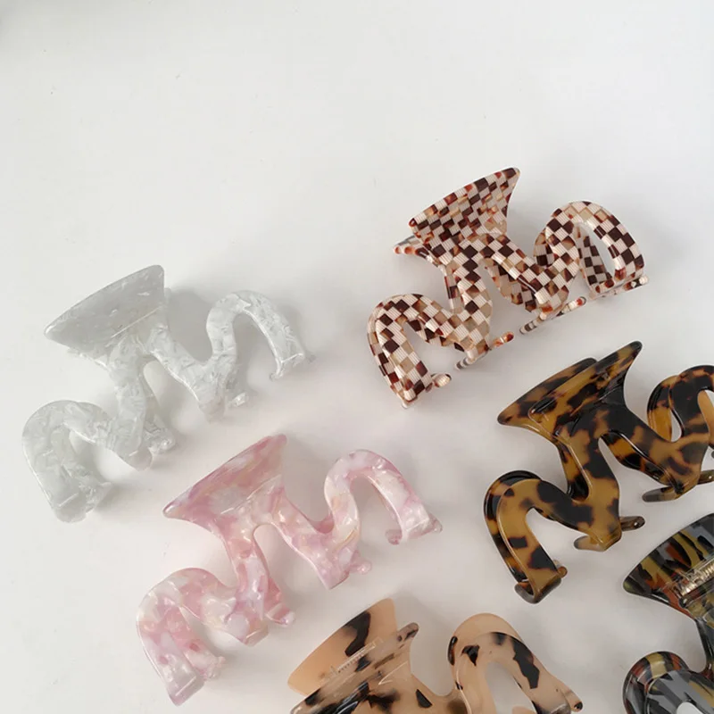 

INS Korean Acetate Hair Claws Big Size Wave Shape Hair Crabs Clip Leopard Grain Hair Clamps For Women Fashion Hair Accessories