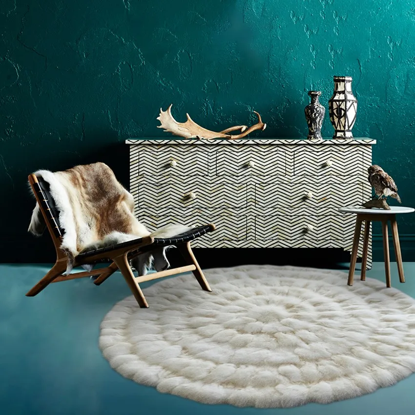 Американский стиль 100% натуральный Лисий Мех ковер пэтчворк круглая форма