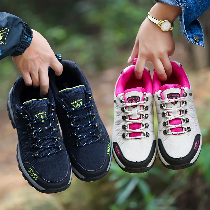 Hot sale Woman Trekking Ankle Boots Waterproof Women's Outdoor Hiking Shoes Comfortable Men's Mountain Shoes botas nieve hombre