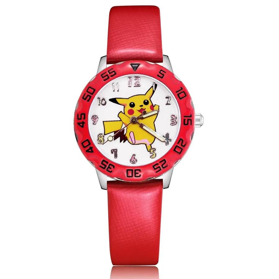 

New Arrival Fashion Cartoon Pikachued Cute Girls Boys Children Students Quartz Leather WristWatch High Quality Kids Smart Watch