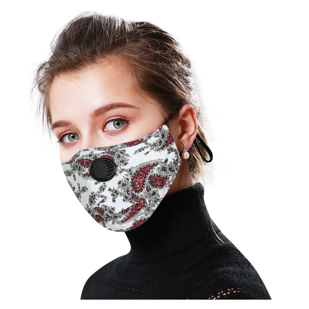 

Male & female 2pcs Washable dustproof Protective Face Masks + 4pc filters gasket Retro cool printed Reusable Unisex Outdoor Mask