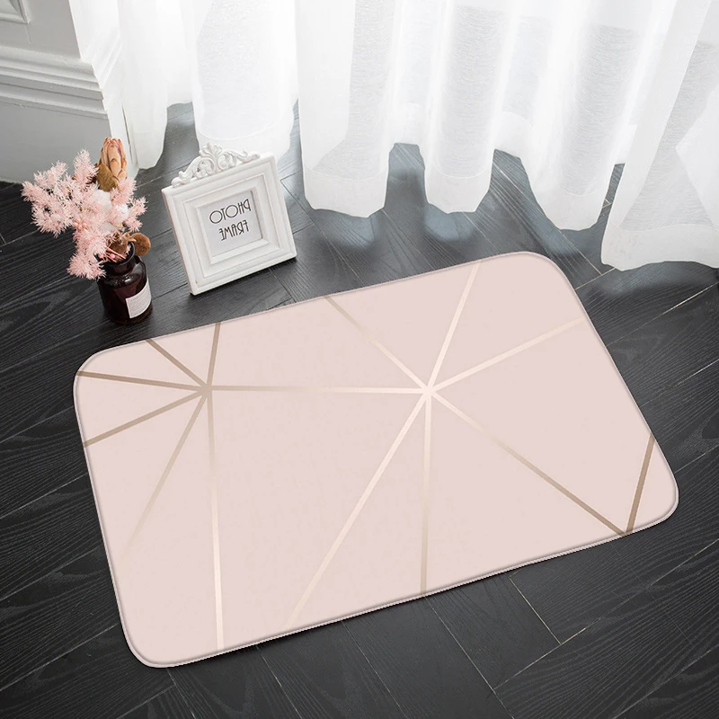 

1 Pcs Pink Marble Home Mat Entrance Door Floor Carpets The Living Room Bathroom Bath Mats Non-slip Nordic Style Vintage Carpet