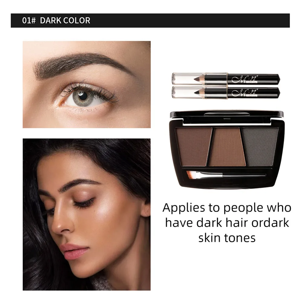 Пудра для бровей 3 цвета макияж натуральные коричневые карандаши 3D тени набор