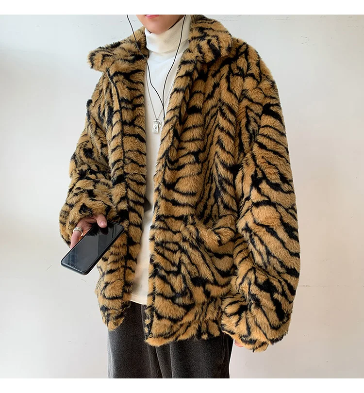 Мужское пальто из искусственного меха зимние толстые пушистые теплые куртки с