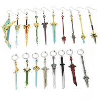 game genshin impact weapon earrings hanging piercing cosplay wolf gravestone skyward spine blade for women gift accessories