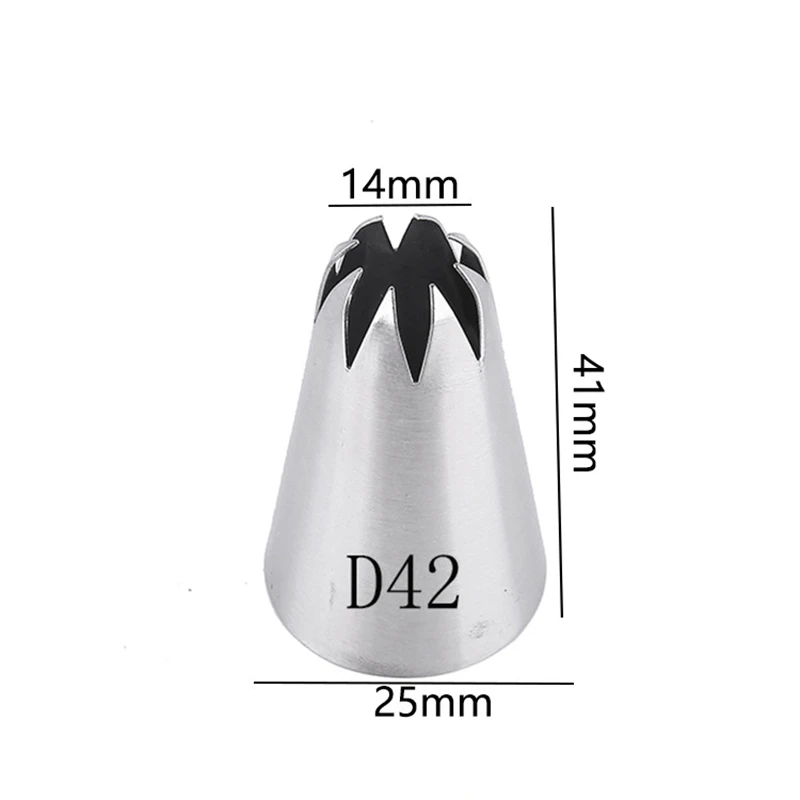 

8-Tooth Stainless Steel Cream Icing Piping Nozzles Flower Mouth Pastry Tips Cupcake Cookies Cake Baking Decorating Tools #42D