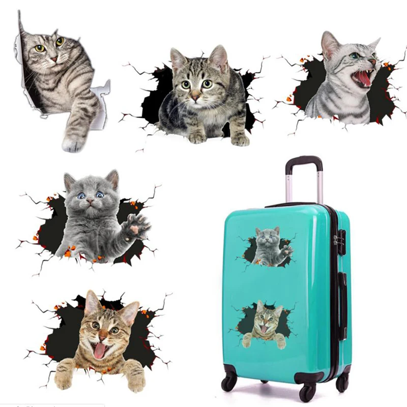 

Водонепроницаемый 3D милые автомобильный стикер Кот стикер Ванная комната туалет забавные украшения автомобиля