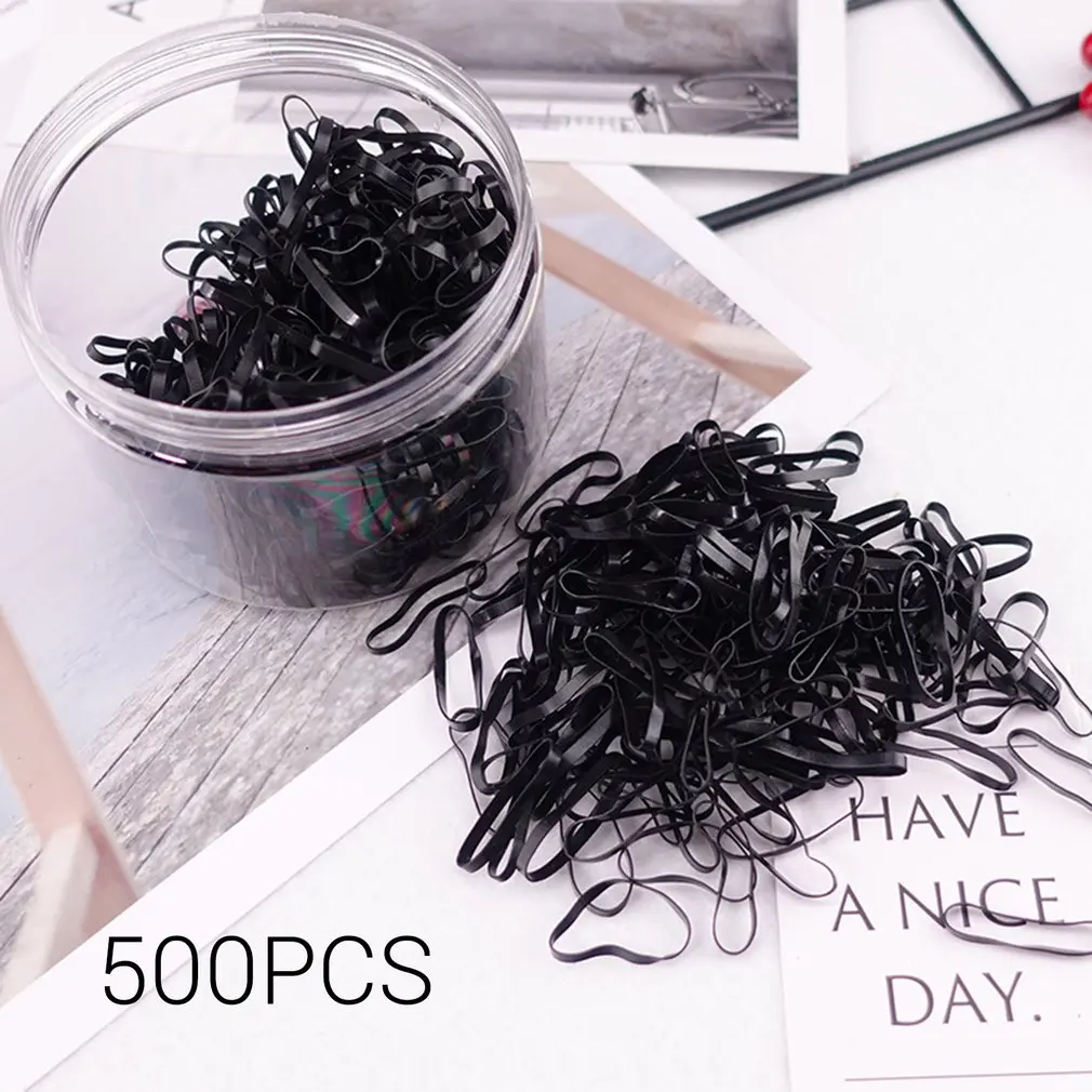 

500pcs High-elastic Baby Kids Hair Accessories Disposable Rubber Bands Scrunchie Hair Ties For Womens Girls Hair Band (black)