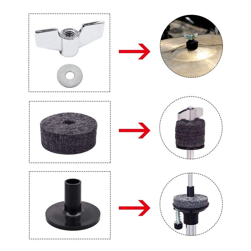 12 PCs Drum Cymbal Felts Set Instruments Practical Sleeves Percussion Professional Musical Wing Nut Replacement Pads Washer | Спорт и