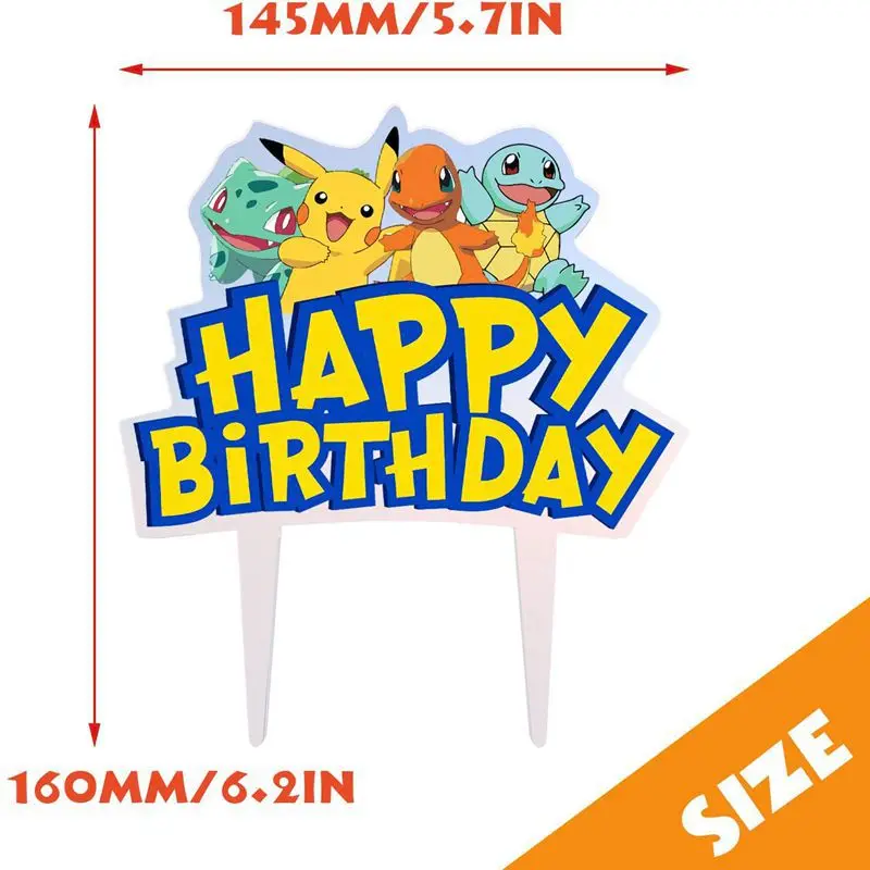

Pikachu Cake Card Pokemon Birthday Party Decoration Cute Cartoons Children Baby Happy-birthday Anime Game Festival Activity Gift