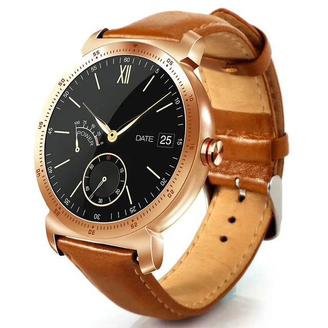 Gold Brown Leather Бизнес-интеллектуальные часы K88H плюс информация по Bluetooth напоминают о частоте сердечных сокращений шаги анализа сна часы спортивные часы - Цвет: Gold Brown Leather