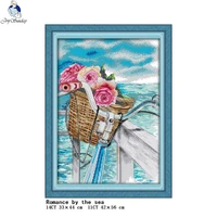 flowers by the sea bicycle count cross stitch kits 14ct 11ct canvas printing embroidery set needlework home decoration painting