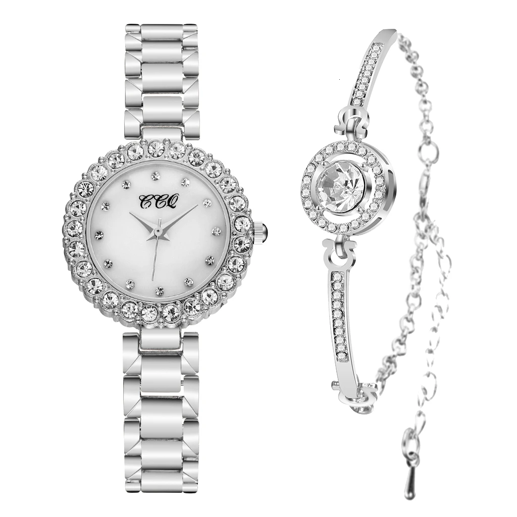

Women Bracelet Diamond Watches Set Luxury Stainless Steel Wrist Watches Relogio Feminino Zegarek Damski