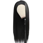 Парик с головной повязкой Синтетические прямые волосы парики для чернокожих 14-24 дюймов парик фабричного производства, естественный вид крой, подходит для ежедневного ношения