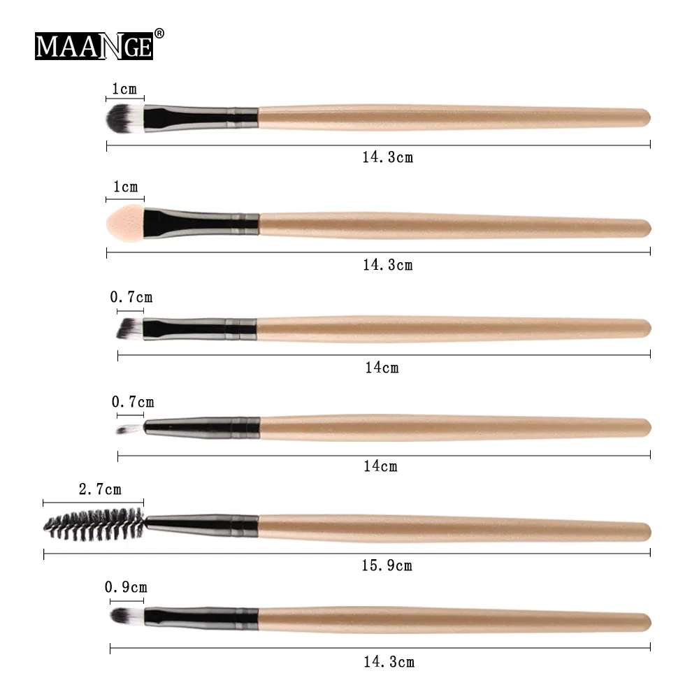 6 шт. косметические наборы с деревянной ручкой|Аппликатор теней для век| |