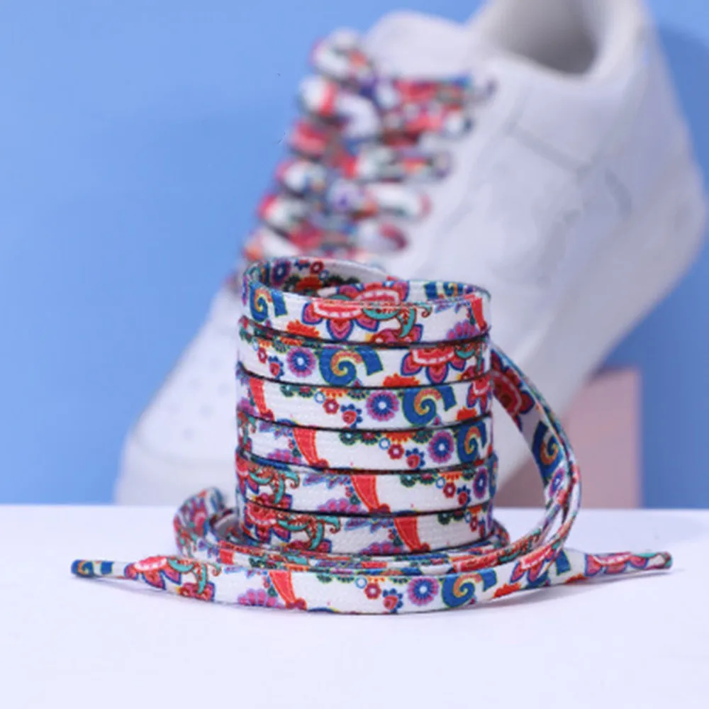 

Cashew Flower Casual Sports Shoelaces 120/140 / 160cm Men Women Red Black Blue Hand Painted Basketball Shoe Laces 2021 New