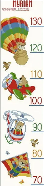 

hh Top Quality Beautiful Lovely Counted Cross Stitch Kit My Rain Height Chart Measure Bear Balloon Plane Fly