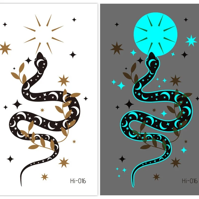 

Luminous Tattoo Sticker Temporary Snake Light Skull Fake Tatto Flash Tatoo Festival Party Glowing Cool Face Tatoo for Men Women