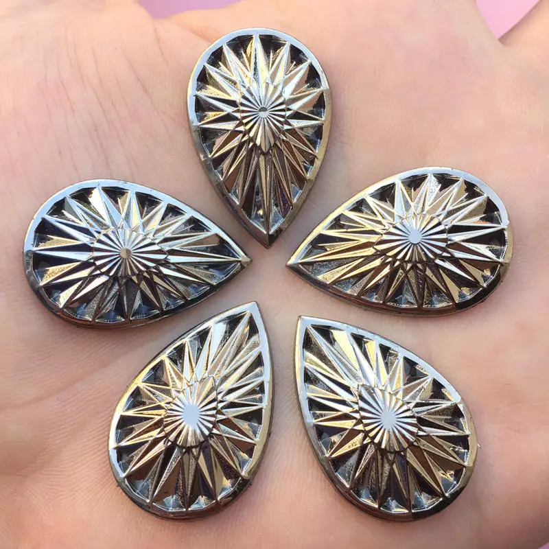 Камни из черной смолы с каплями воды 20*30 мм стразы плоской задней поверхностью