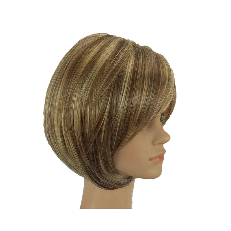 HAIRJOY женский парик из синтетических волос стрижка Боб в стиле Пикси с челкой блонд коричневый двойной цвет короткий парик