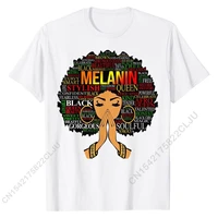 melanin words art t shirt afro natural hair black queen gift customized cotton men tops shirt slim fit fashionable tshirts