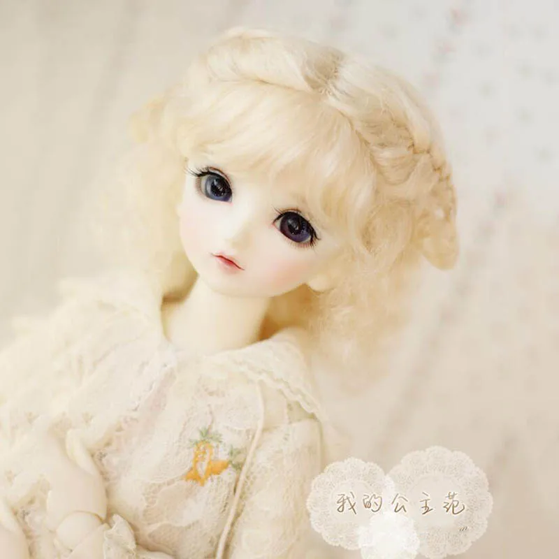 Bybrana bjd 1/3 1/4 1/6 1/8 мохер принцессы двойная оплетка короткие кудрявые волосы, розовые, желтые, морковь светильник коричневый пользовательские кукольный парик