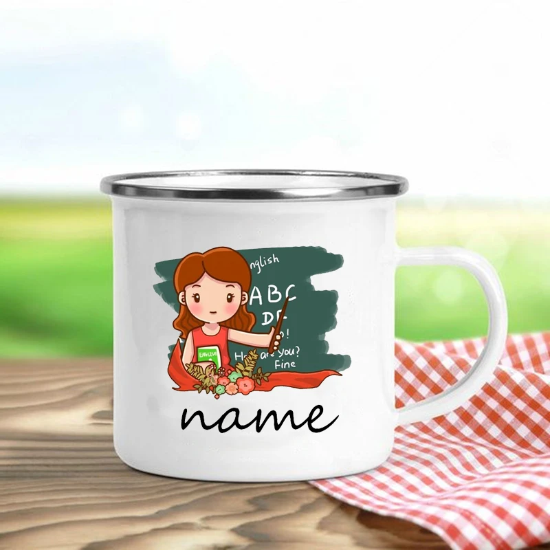 Персонализированная чашка для учеников с именем чашки покрытые эмалью кофейная