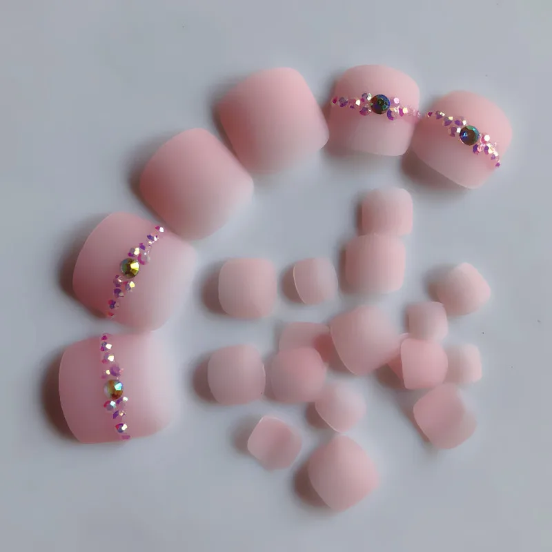 Розовые/черные/белые матовые стразы декоративные нажимные ногти искусственные