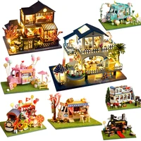 mini casa diy wooden doll house kit miniature with furniture car shop cottage dollhouse toys for friends girls xmas gifts