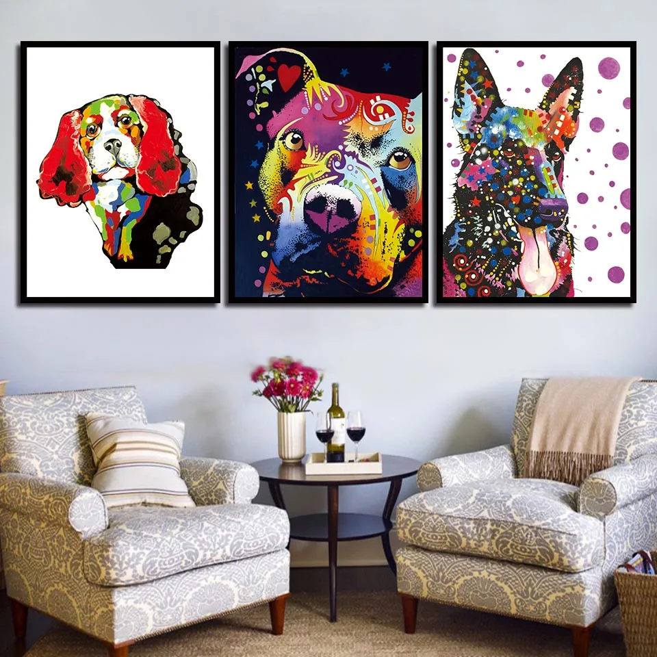 

Wall Art Print Canvas Home Decoration Painting Abstract Color Hound Pictures Nordic Style Modular Poster For Living Room