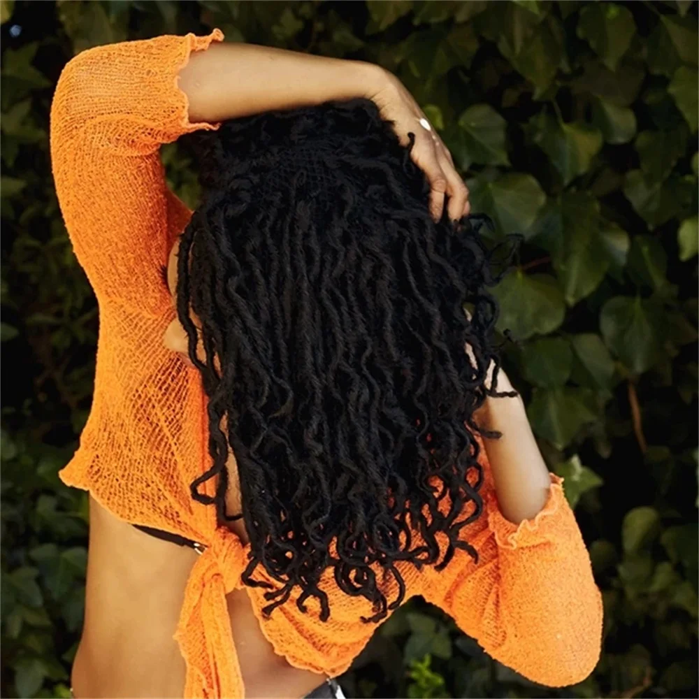 

18 36 inch Nu Faux Locs Crochet Hair Extension For Women Synthetic Ombre Braiding Hair 20 strands Curly Goddess Faux Locs Braids