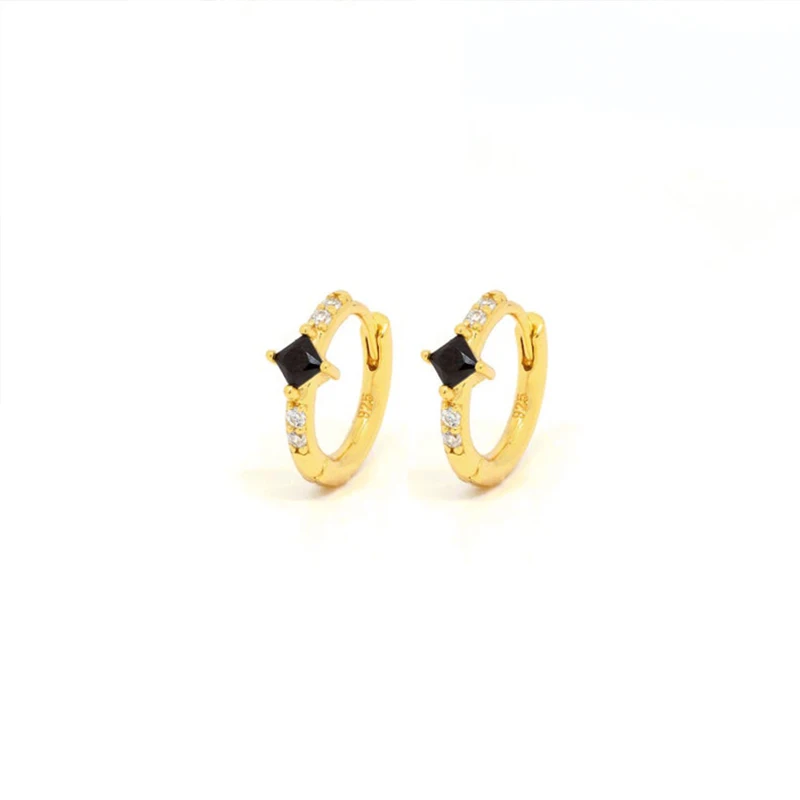 

Viny Silver 925 Jewelry Earrings For Women Square Black Zirconium Hoops Earring Gold/Silver Jewelry 2021 Trend Fine Gift СеѬги