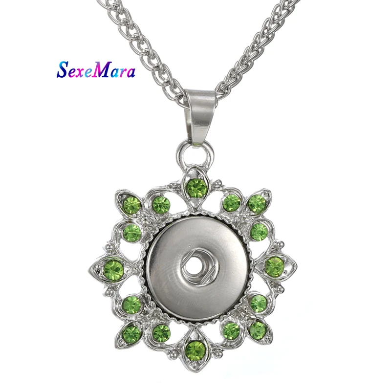 Ожерелье с кнопкой ювелирные изделия 18 мм зеленые Стразы оснастки ожерелья