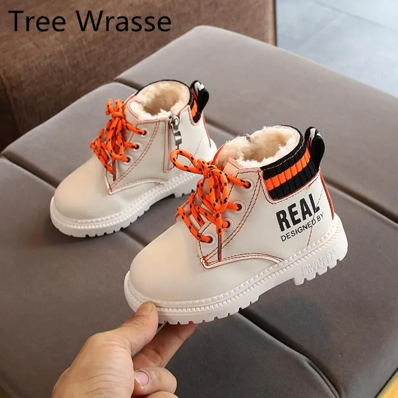 Ботинки детские зимние из хлопка на молнии сбоку для мальчиков и девочек |