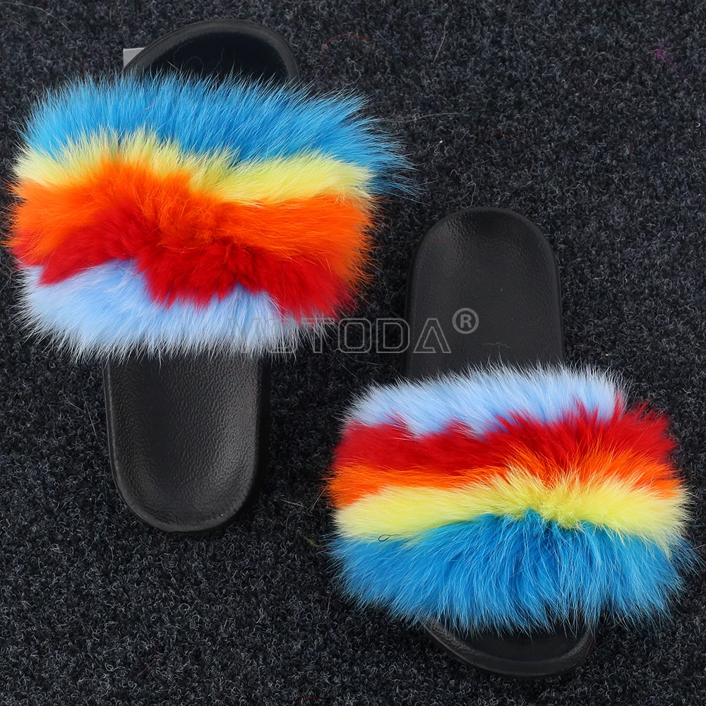 

Summer Fluffy Fur Slippers Children Kids Fur Slides Baby Furry Shoes Flat Soft Home Slippers Toddler Plush Shoes Girls Fur Flips
