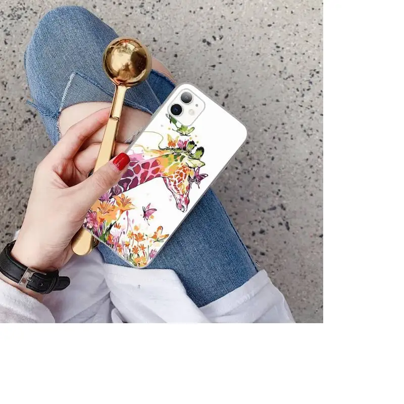 

YNDFCNB Animals Flowers Tiger Lion Owl Deer Painting Phone Case for iphone 11 Pro Max X XS MAX 6 6s 7 8 Plus 5 5S 5SE XR SE2020