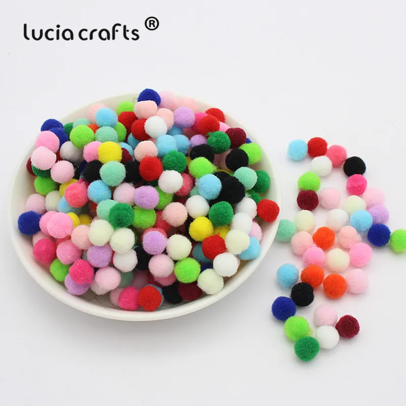 

Lucia crafts 500-1000pcs/lot 8mm Mixed Soft Round Shaped Pompom Balls Fluffy Pom Pom For Kids DIY Garment Handcraft K0303